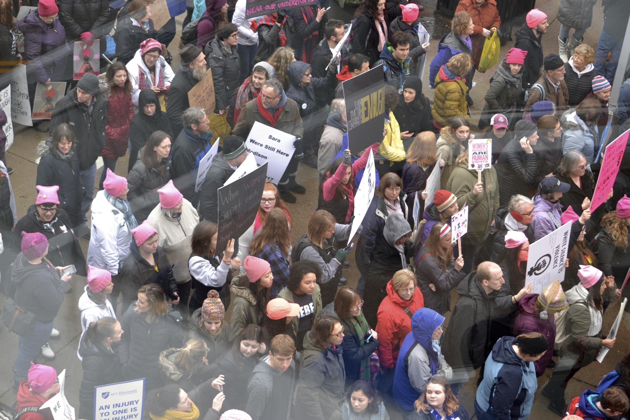 Large Mass Of Protesters In Pussy Hats Uwdc Uw Madison Libraries