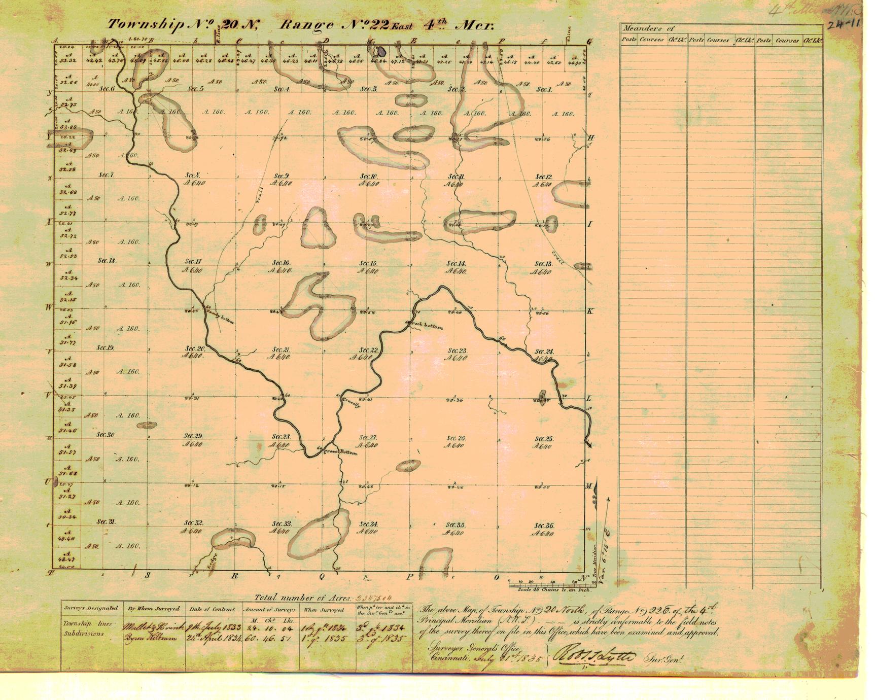 [Public Land Survey System map: Wisconsin Township 20 North, Range 22 East]