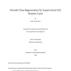 Periodic Flow Regenerators for Supercritical CO2 Brayton Cycle