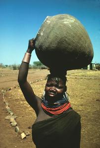 Woman Carrying Jar on Head