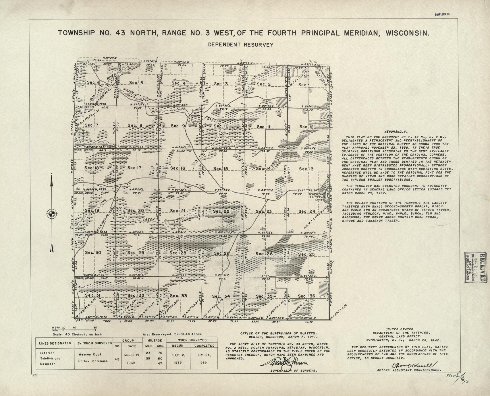 [Public Land Survey System map: Wisconsin Township 43 North, Range 03 West]
