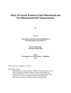 Study of Growth Kinetics in One Dimensional and Two Dimensional ZnO Nanostructures