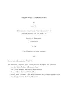 Essays on Health Economics