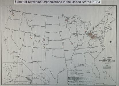 Selected Slovenian organizations in the United States, 1984 : map 1