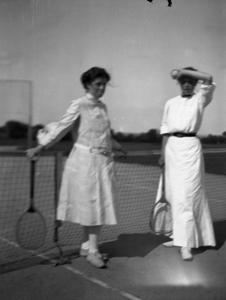 Women taking a break from tennis