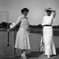 Women taking a break from tennis