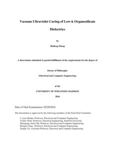 Vacuum Ultraviolet Curing of Low-k Organosilicate Dielectrics