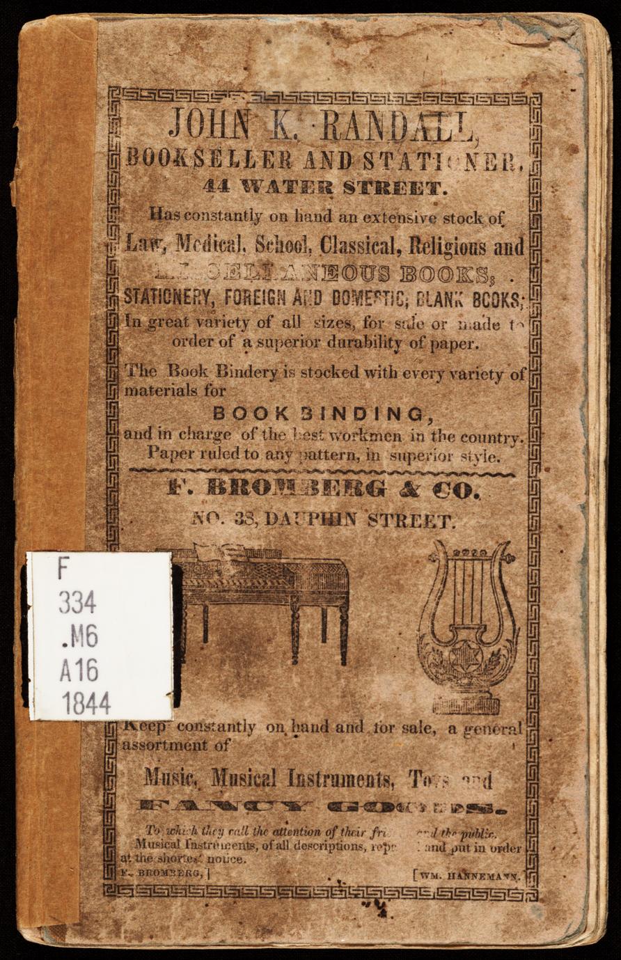 Mobile directory and register for 1844 : embracing the names of firms, the individuals composing them, and house holders generally within the city limits (1 of 2)