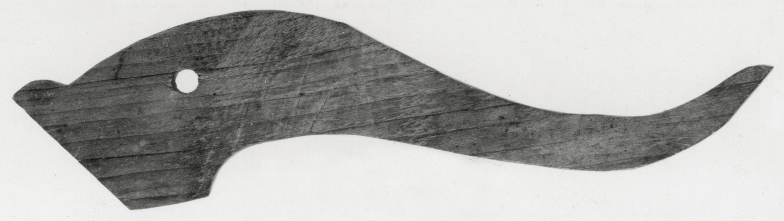 Black and white photograph of a pattern for a stand leg template.
