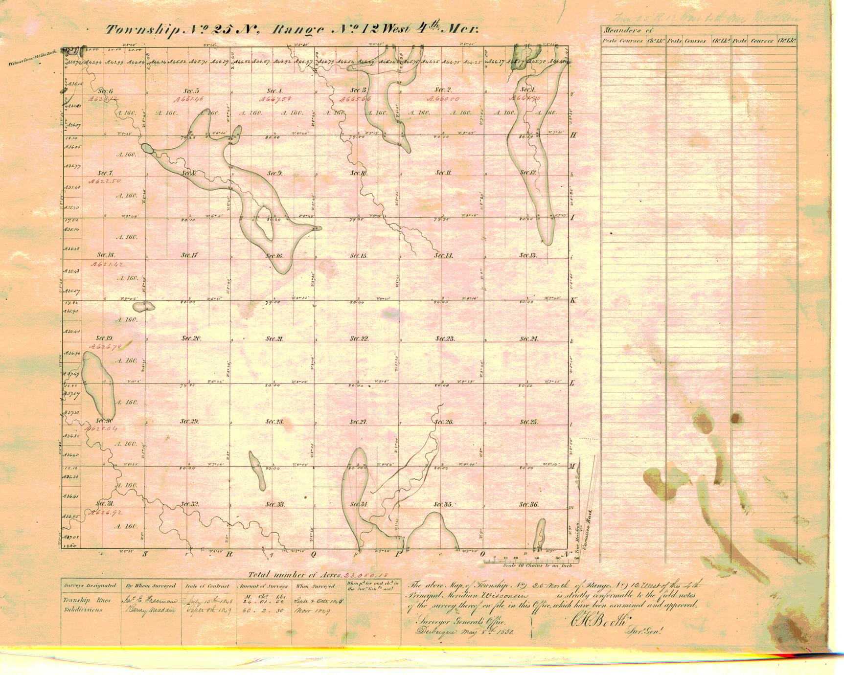[Public Land Survey System map: Wisconsin Township 25 North, Range 12 West]