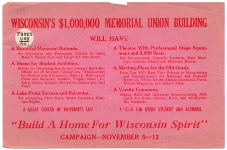 Wisconsin's $1,000,000 Memorial Union building
