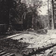 Log jammer on logging railroad