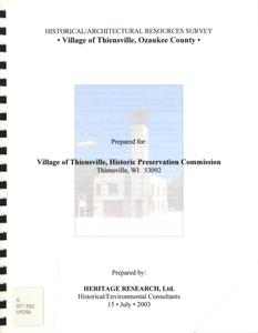 Historical / architectural resources survey, Village of Thiensville, Ozaukee County
