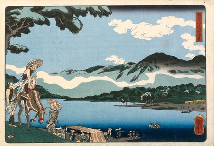 View of the Tamura Ferry Enroute to Oyama in Sagami Province, from a series of Three Landscapes Depicting Pilgrimages to Oyama