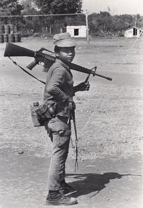 Nyaheun soldier in Houei Kong in Attapu Province