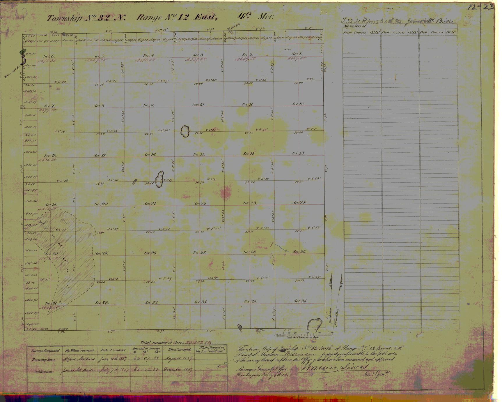 [Public Land Survey System map: Wisconsin Township 32 North, Range 12 East]