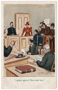 I protest against man-made laws, suffrage postcard
