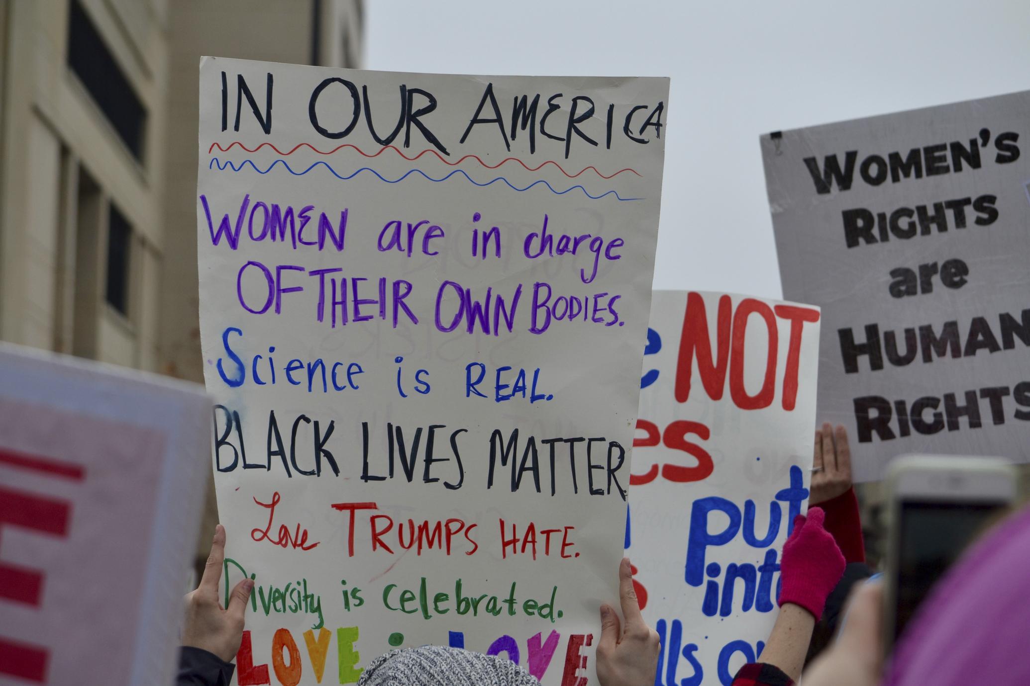 In Our America, Women Are in Charge of Their Own Bodies, Science is Real, Black Lives Matter, Love Trumps Hate, Diversity is Celebrated. Love is Love