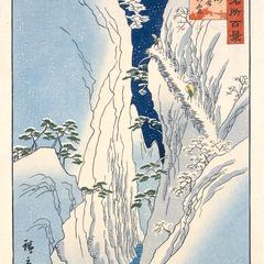 Snow at Kiso Gorge in Shinano Province, from the series One-hundred Views of Famous Places in the Provinces