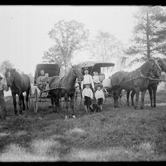 Horse drawn buggies and families