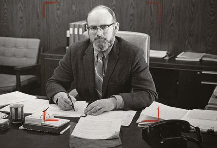 Former Dean Gordon Goodrum at his desk