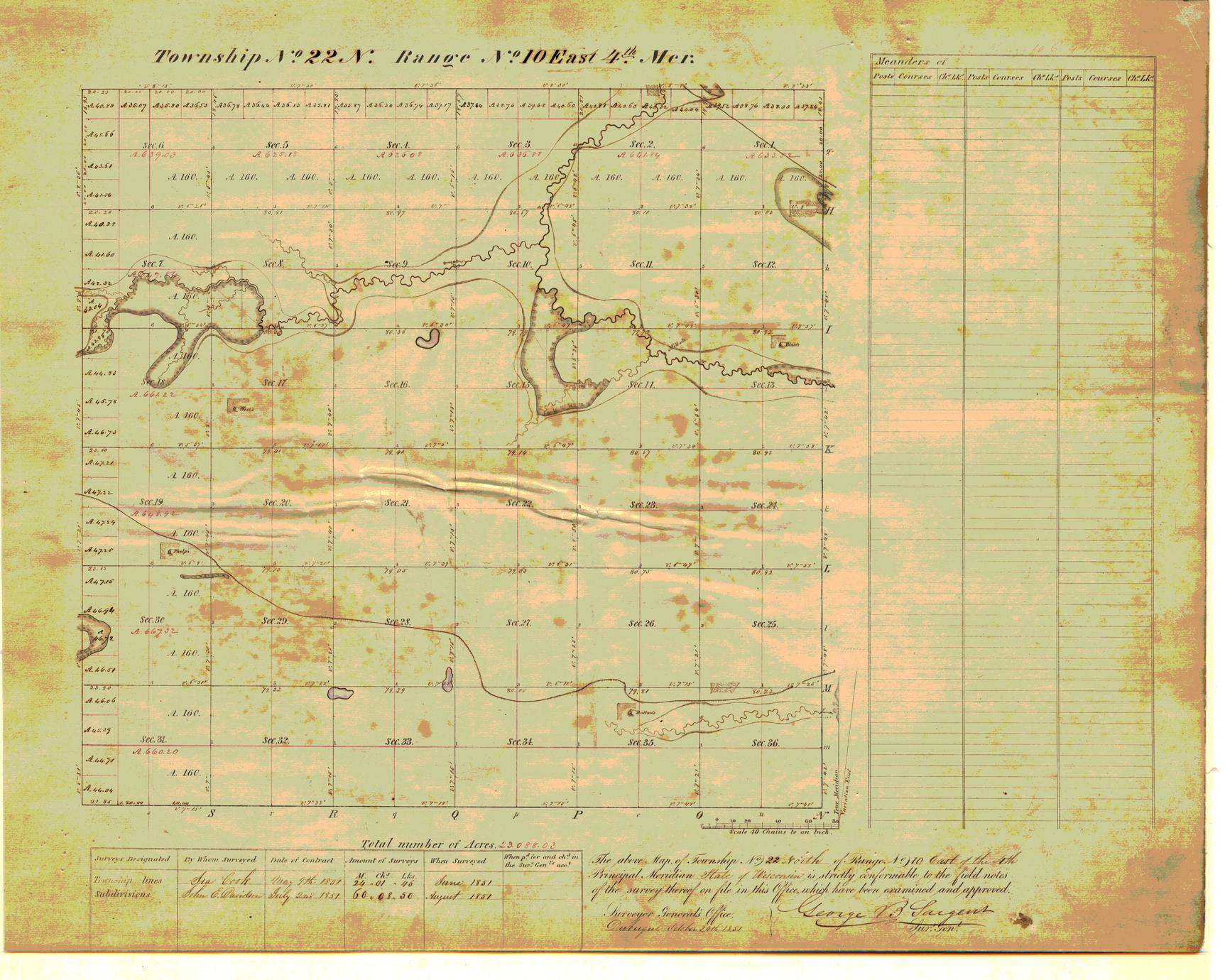 [Public Land Survey System map: Wisconsin Township 22 North, Range 10 East]