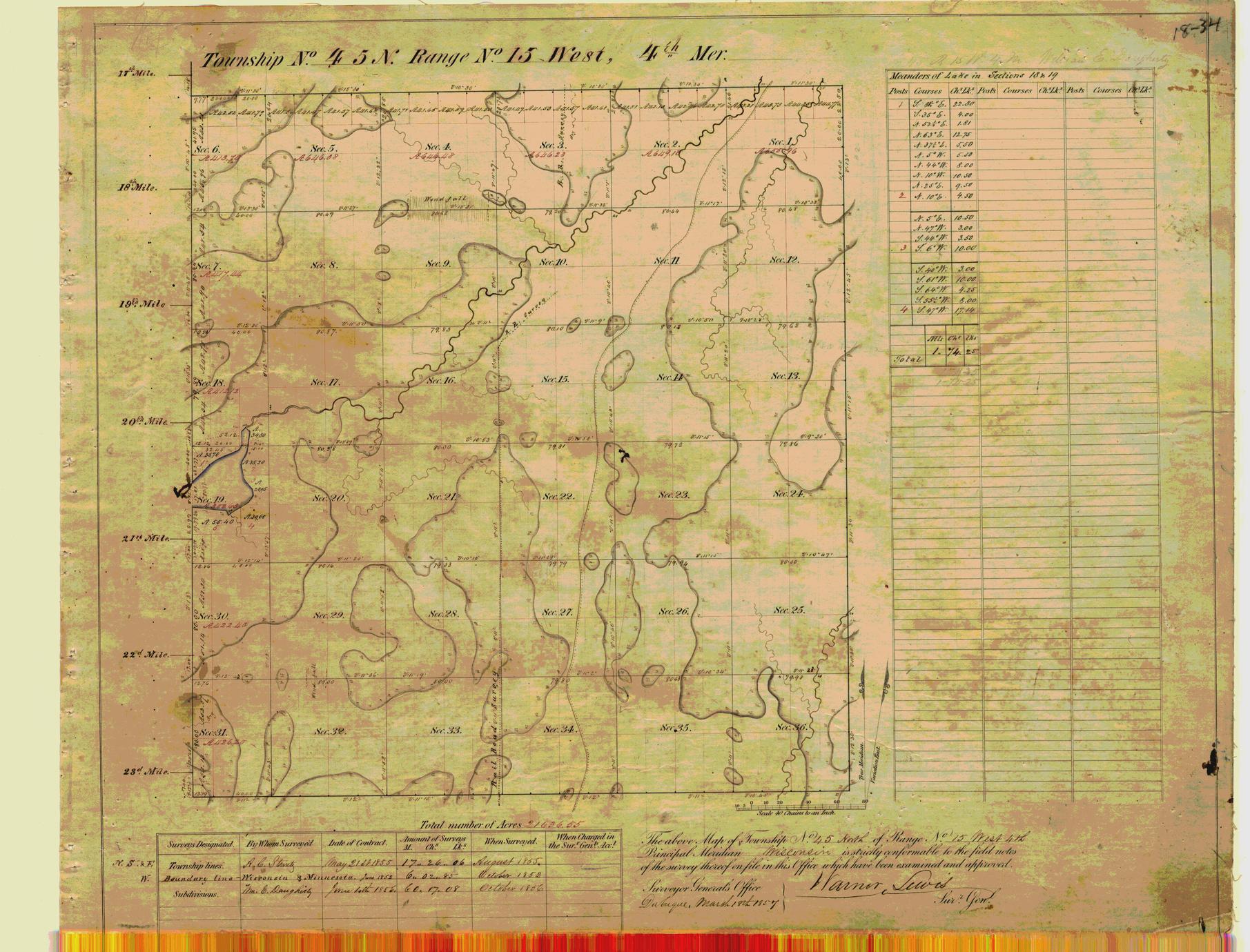 [Public Land Survey System map: Wisconsin Township 45 North, Range 15 West]