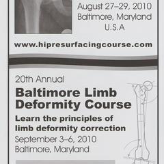 Hip Joint Course and Baltimore Limb Deformity Course advertisement