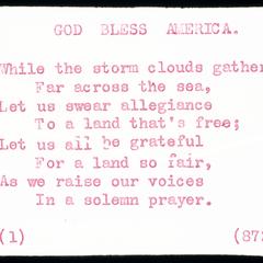 "God Bless America," words for the first part