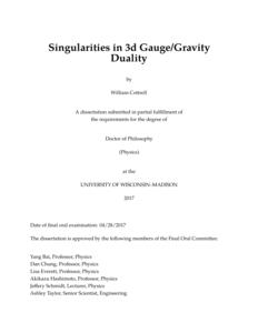 Singularities in 3d Gauge/Gravity Duality
