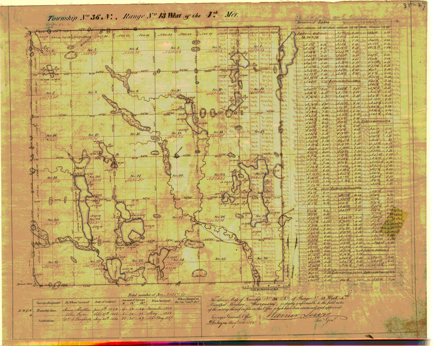 [Public Land Survey System map: Wisconsin Township 36 North, Range 13 West]