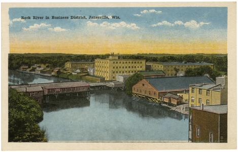 Janesville business district on the Rock River