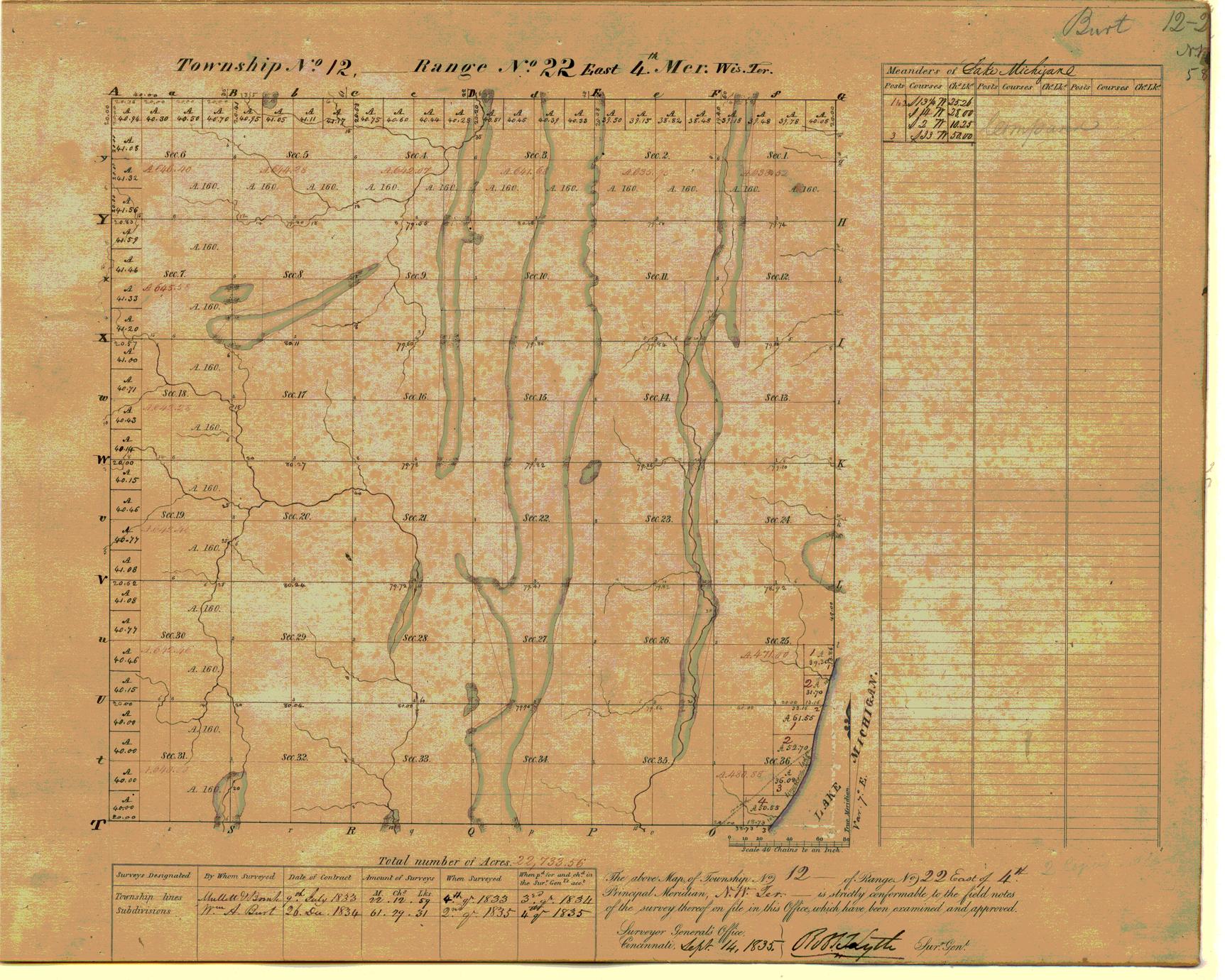 [Public Land Survey System map: Wisconsin Township 12 North, Range 22 East]