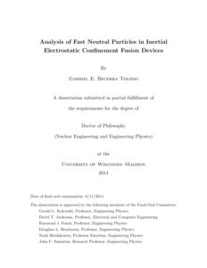 Analysis of Fast Neutral Particles in Inertial Electrostatic Confinement Fusion Devices