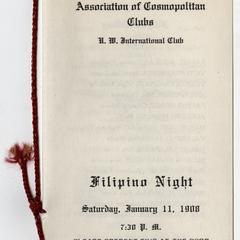 Program, Filipino Night, 1908