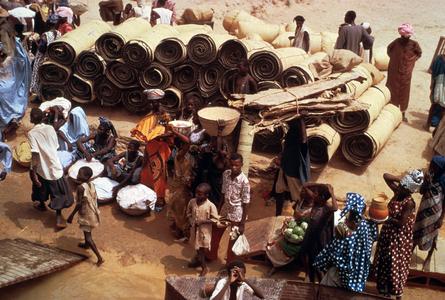Mats Piled Along Niger River Near Timbuktu