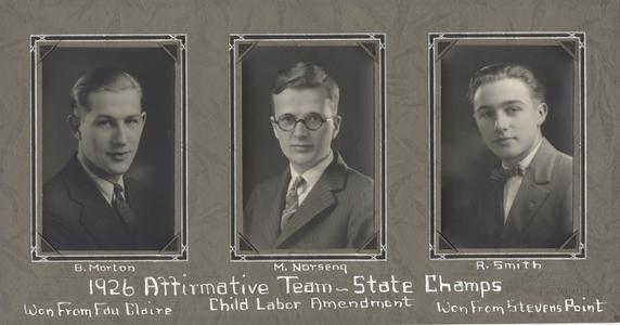 Debate team, affirmative, 1926