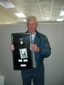 Wesley Field with his Purple Heart medal
