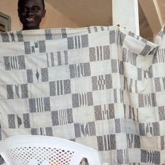 Man displaying fabric