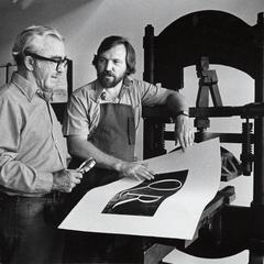 Donald Anderson and Phil Hamilton at a printing press