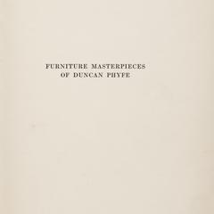 Furniture masterpieces of Duncan Phyfe