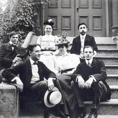 Library staff on library steps