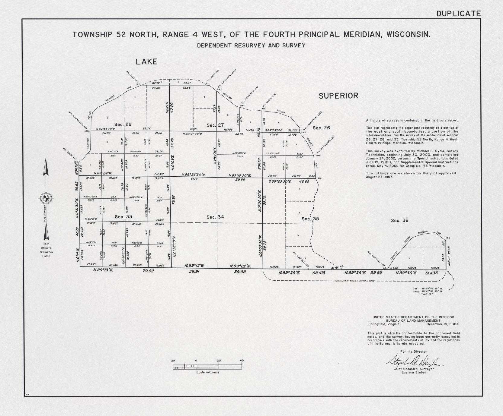 [Public Land Survey System map: Wisconsin Township 52 North, Range 04 West]