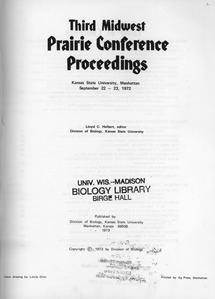 Third Midwest Prairie Conference proceedings : Kansas State University, Manhattan, September 22-23, 1972