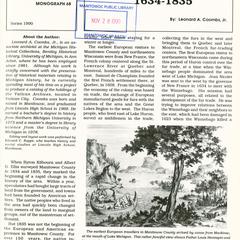 Early travels in Manitowoc County : 1634-1835