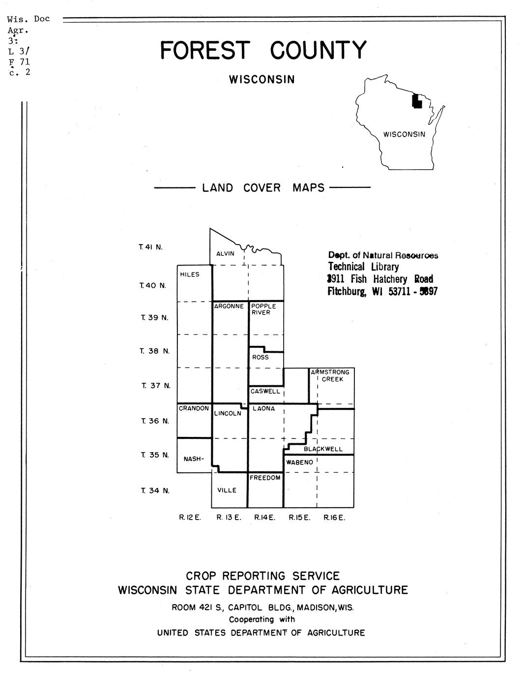‎forest County Wisconsin Land Cover Maps Uwdc Uw Madison Libraries