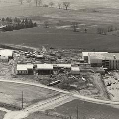 Aerial view of campus under construction, 1966