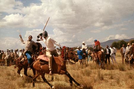 Oromo Men in Ceremonial Duel on Horseback
