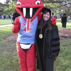 Carmen Wilson and Rocky the Rattler, Commencement, Janesville, 2015