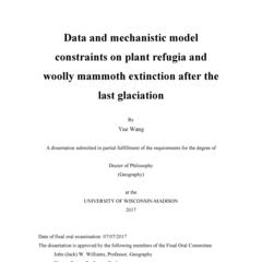 Data and mechanistic model constraints on plant refugia and woolly mammoth extinction after the last glaciation
